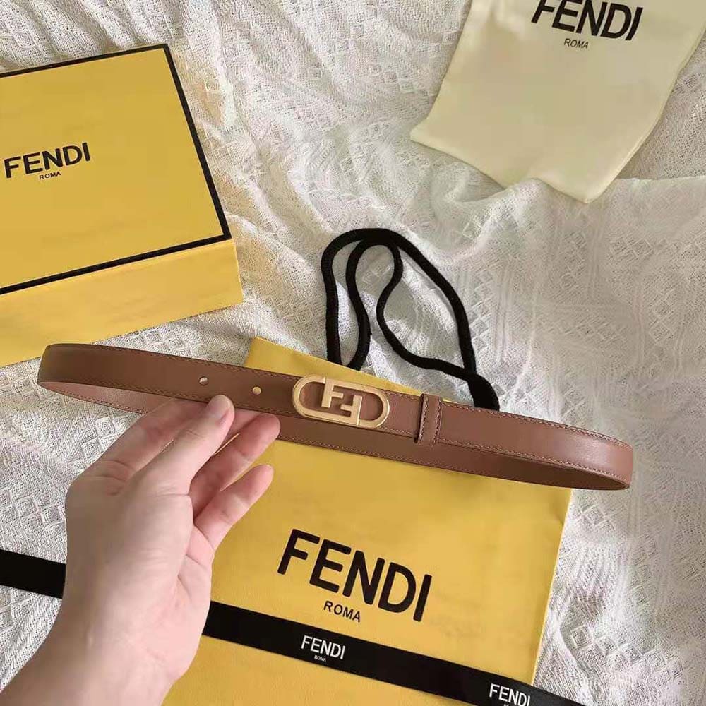 DÂY LƯNG Fendi Women Narrow Belt with Loop and Fendi OLock Stud Buckle