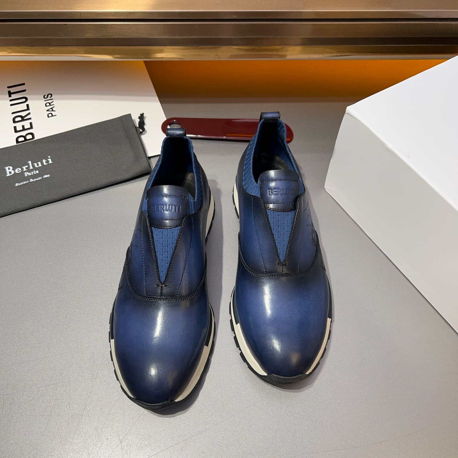 GIÀY BERLUTI SNEAKER BLUE HANDMADE TOP QUALITY SHOES AAA