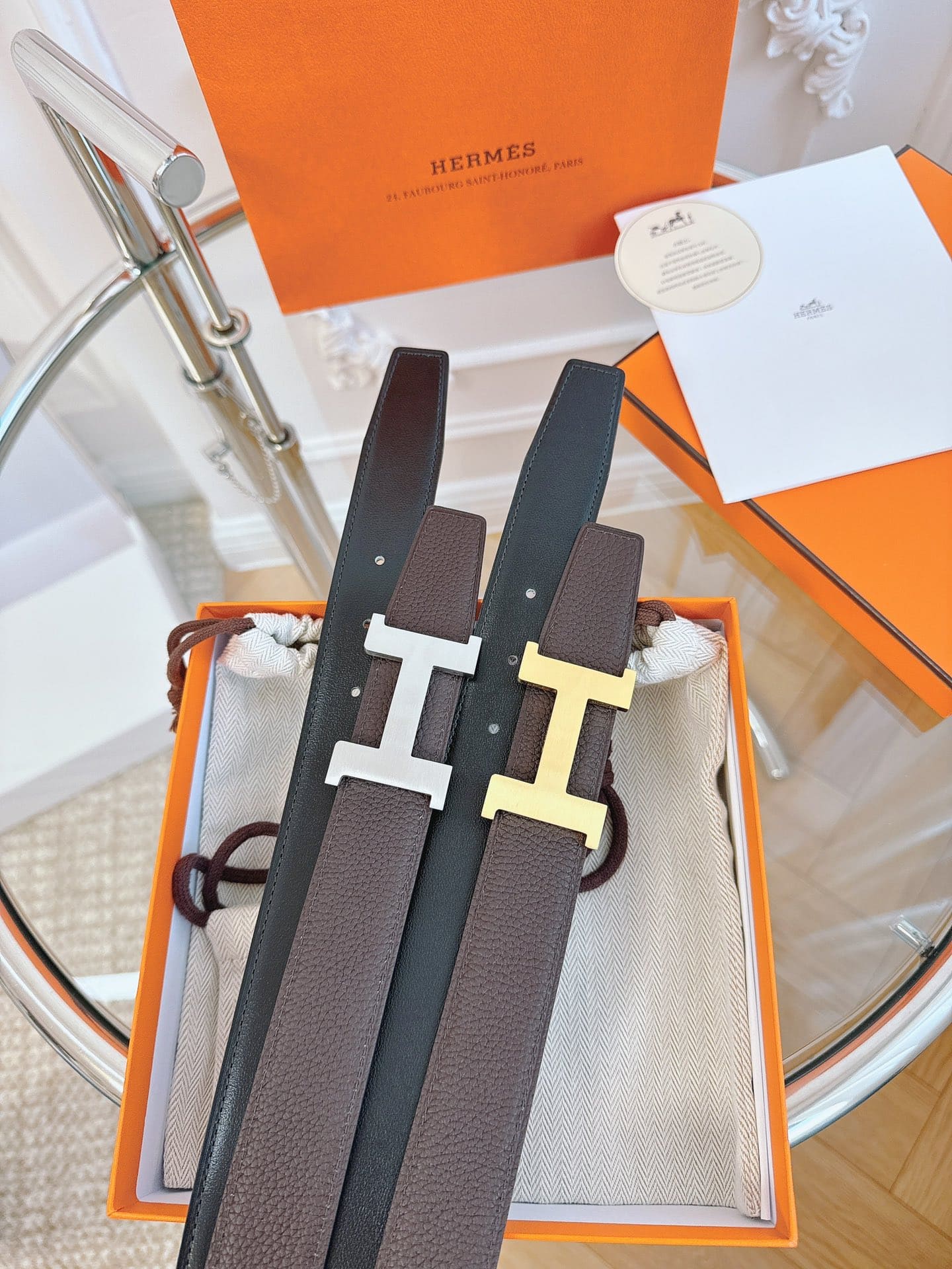 DÂY LƯNG HERMES H MAROON Togo leather hai mặt khóa vàng