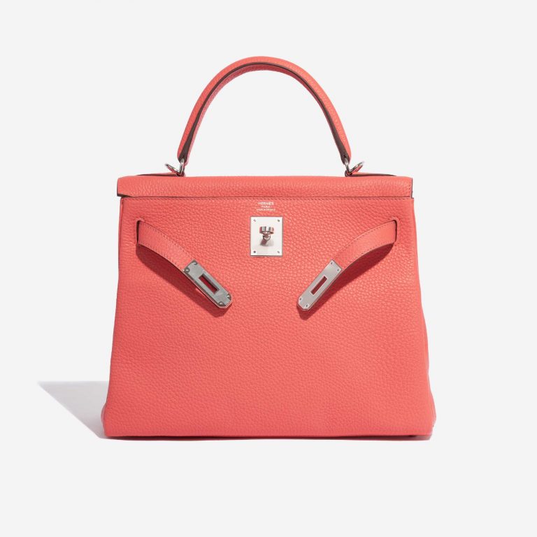 TÚI Hermès Kelly 28 Clemence Rose Texas Silver Buckle khóa trắng