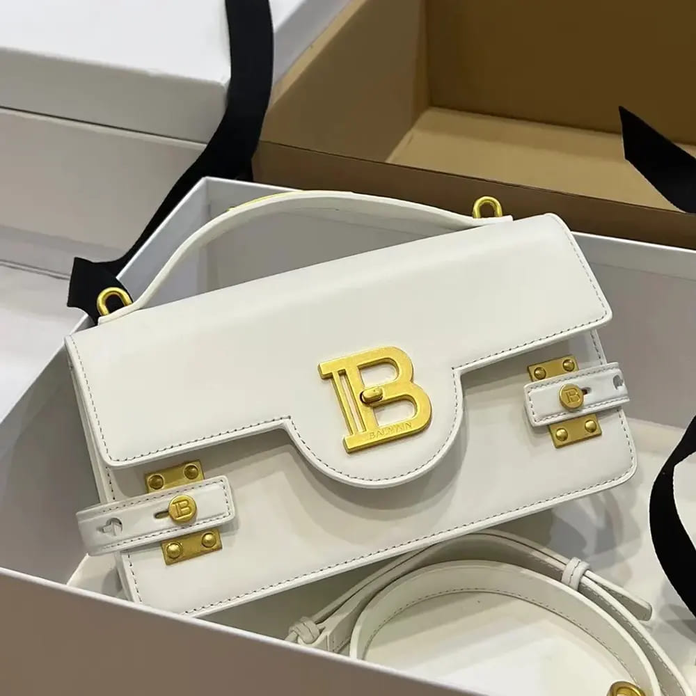 TÚI BALMAIN Women Smooth Leather B-Buzz 24 Bag-Black