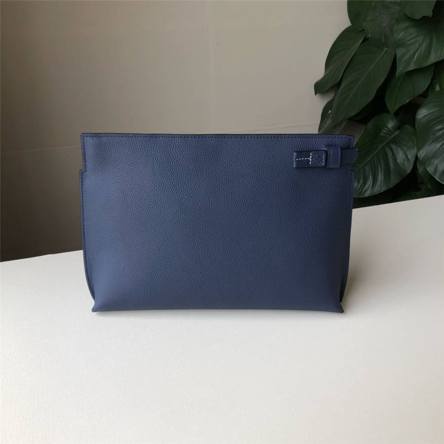Túi LOEWE ladies clutch bag new pebbled leather T Pouch handbag Elephant and Blue