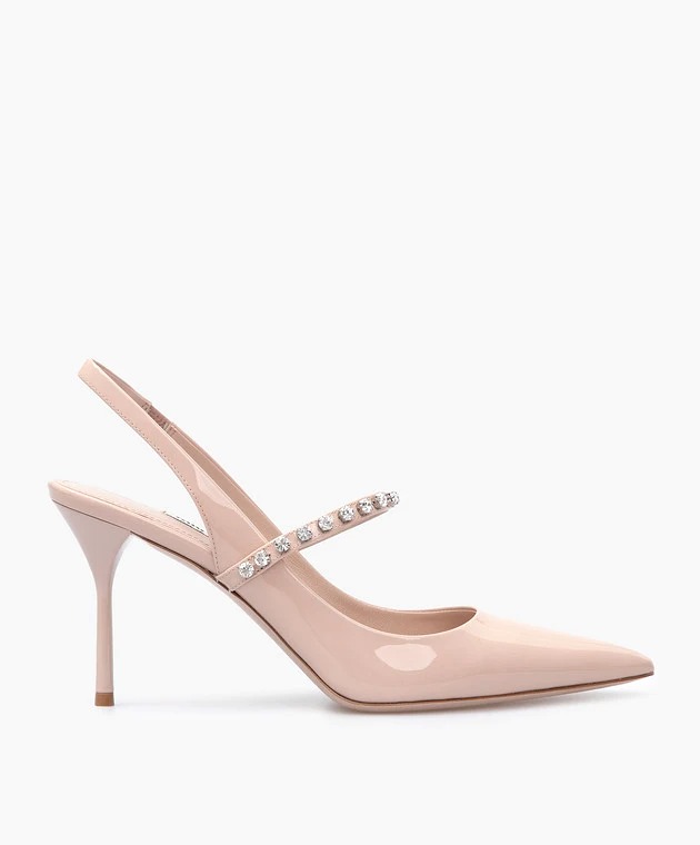 GIÀY MIU MIU LEATHER SLINGBACKS WITH CRYSTALS