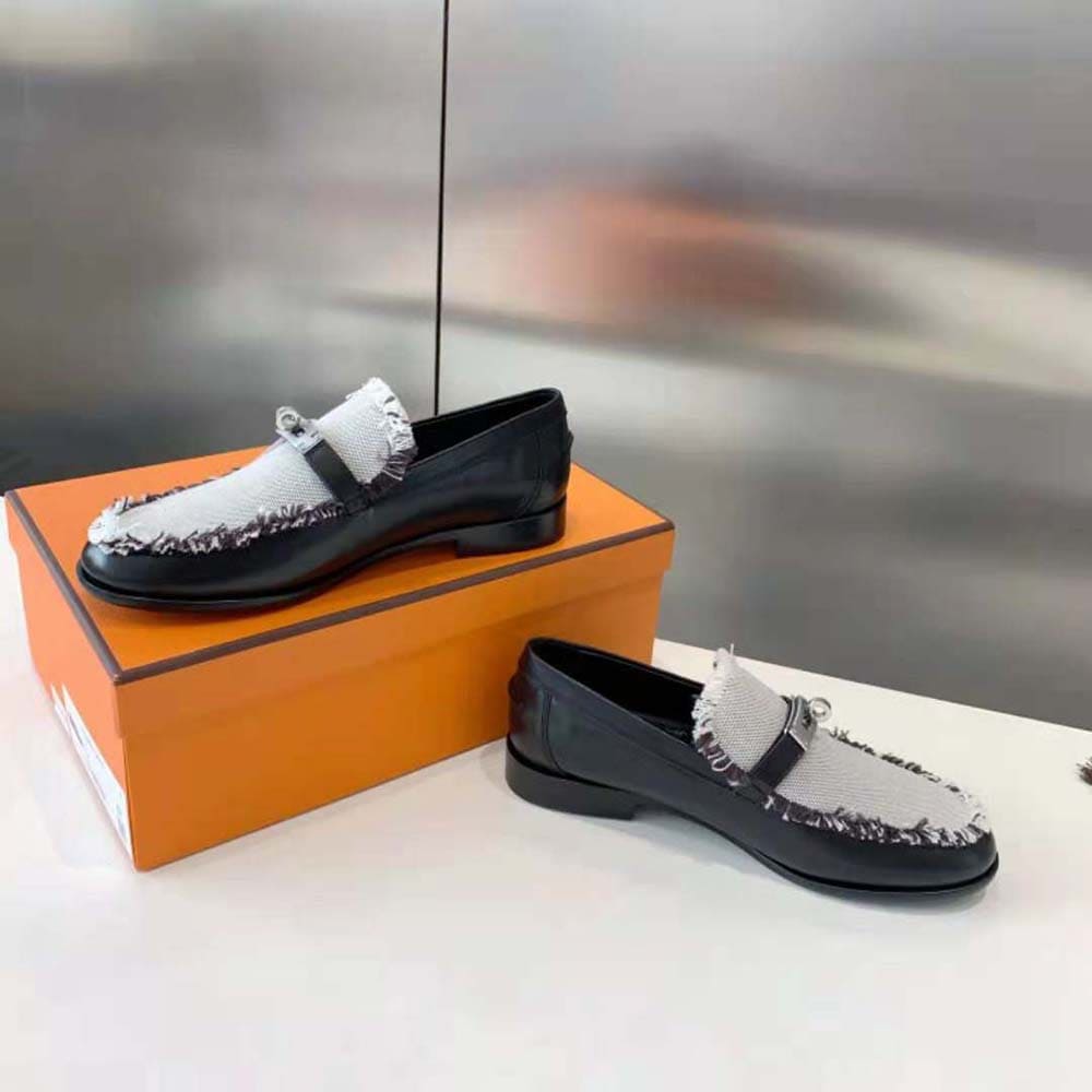 GIÀY Hermes Women Destin Loafer in Calfskin Leather-Black