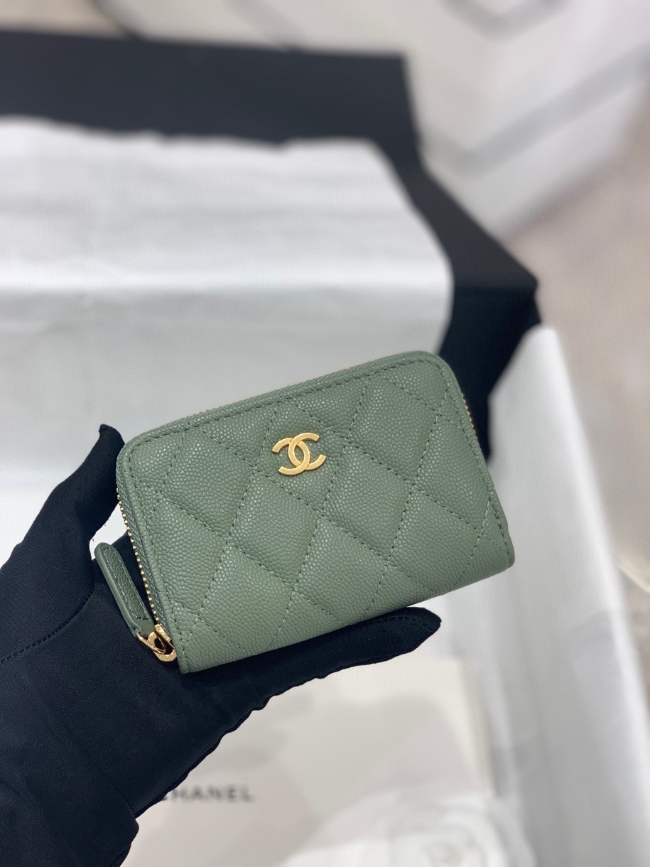 VÍ CHANEL Caviar Green xanh da HAAS