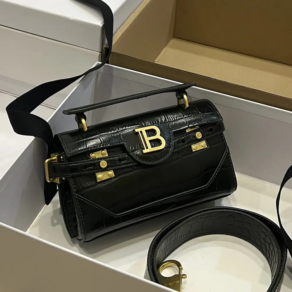 TÚI BALMAIN Women B-Buzz 19 Bag in Crocodile-print Leather