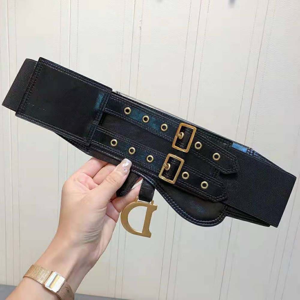 DÂY LƯNG Dior Women Saddle Belt Black Smooth Calfskin 13.5 CM
