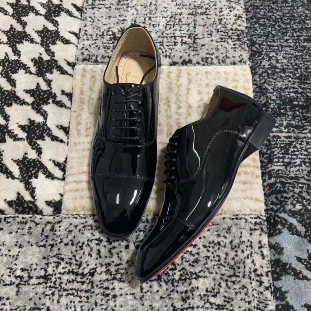 GIÀY CHRISTIAN LOUBOUTIN Greggo Lace-up Shoes in Patent Calf Leather-Black