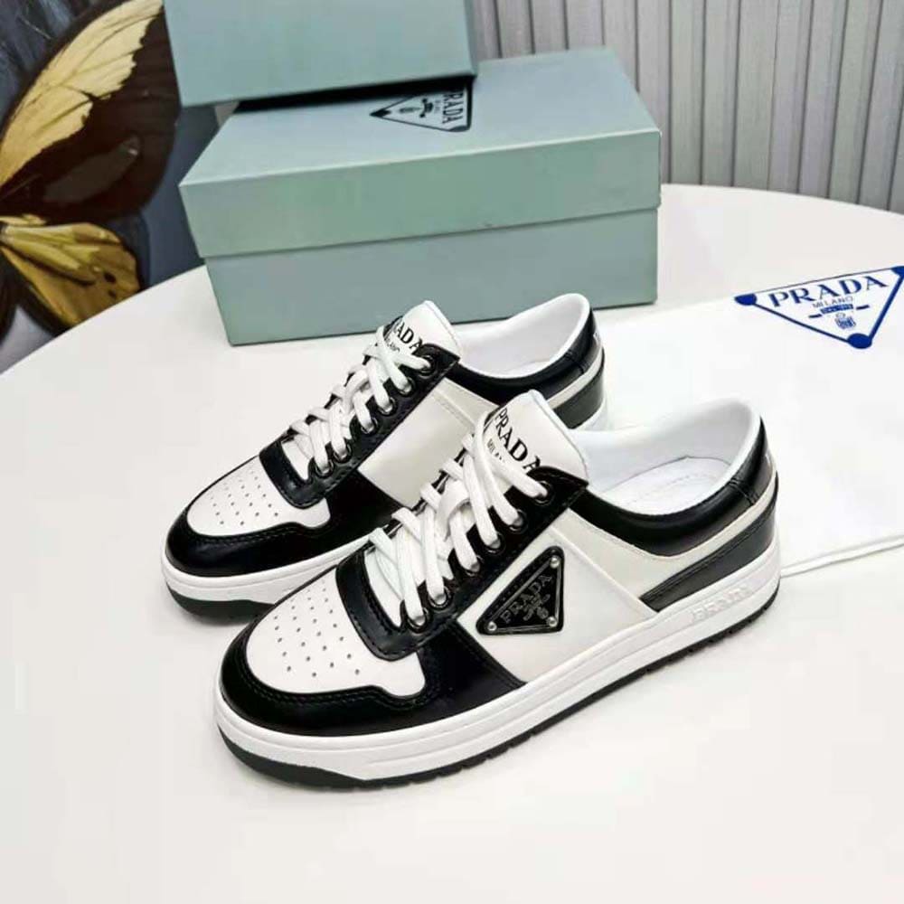 GIÀY Prada Women Downtown Leather Sneakers-White