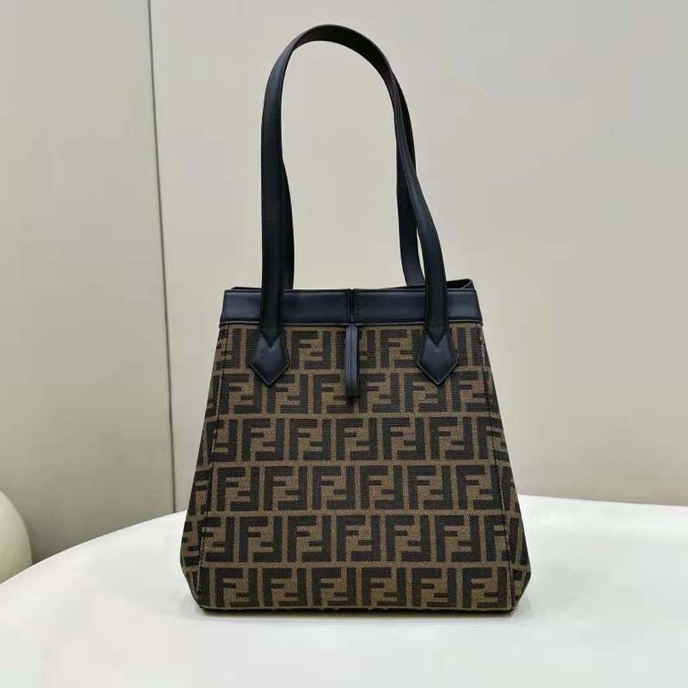 TÚI FENDI  Women Origami Medium Brown FF Jacquard Fabric Bag