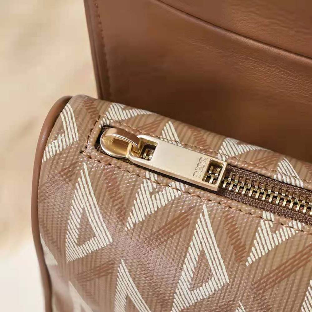 TÚI Dior Saddle Bag Coffee CD Diamond Canvas and Smooth Calfskin