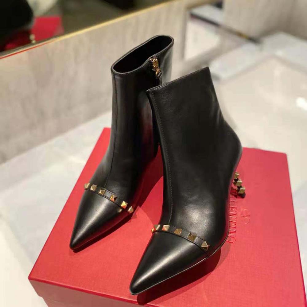 Giày Valentino Women Rockstud Kidskin Ankle Boot with Sculpted Heel 70 mm