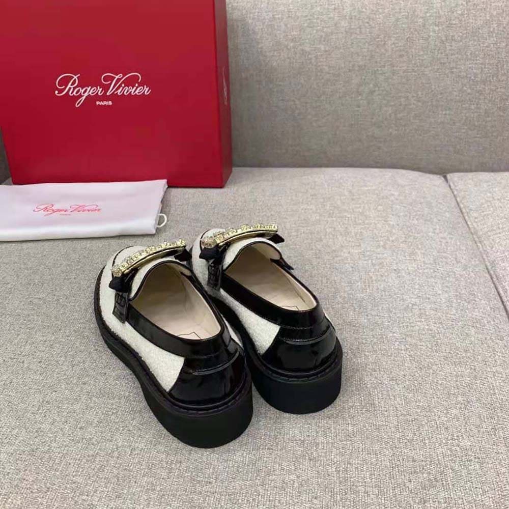 GIÀY Roger Vivier Women Viv’ Rangers Strass Buckle Loafers in Fabric