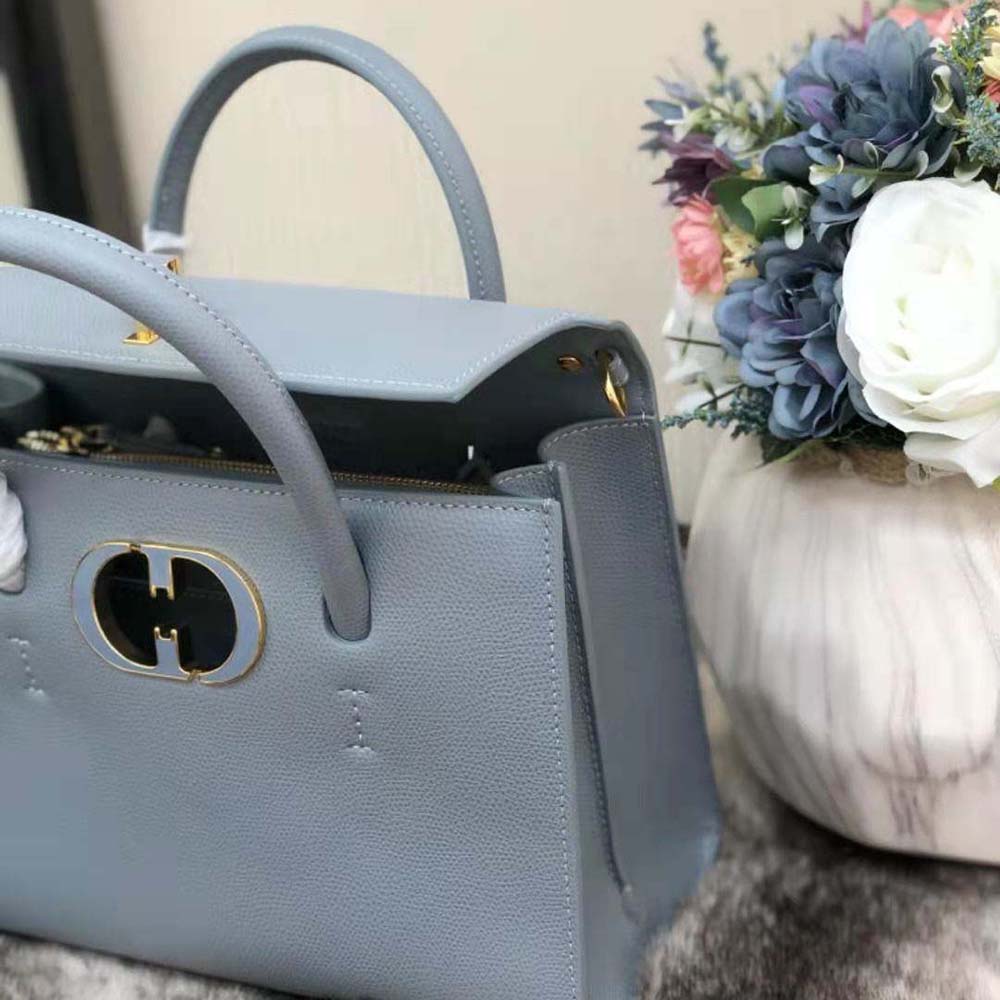 TÚI Dior Women Medium ST Honore Tote Latte Grained Calfskin-Blue