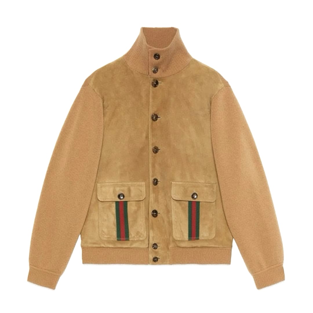 ÁO GUCCI GG SUEDE LAMBSKIN LEATHER JACKET TOP QUALITY AAA DA CỪU