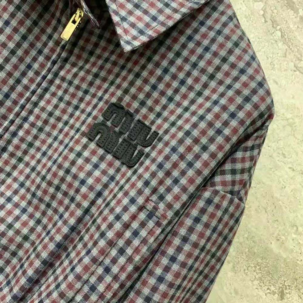 ÁO Miu Miu Women Gingham Check Blouson Jacket