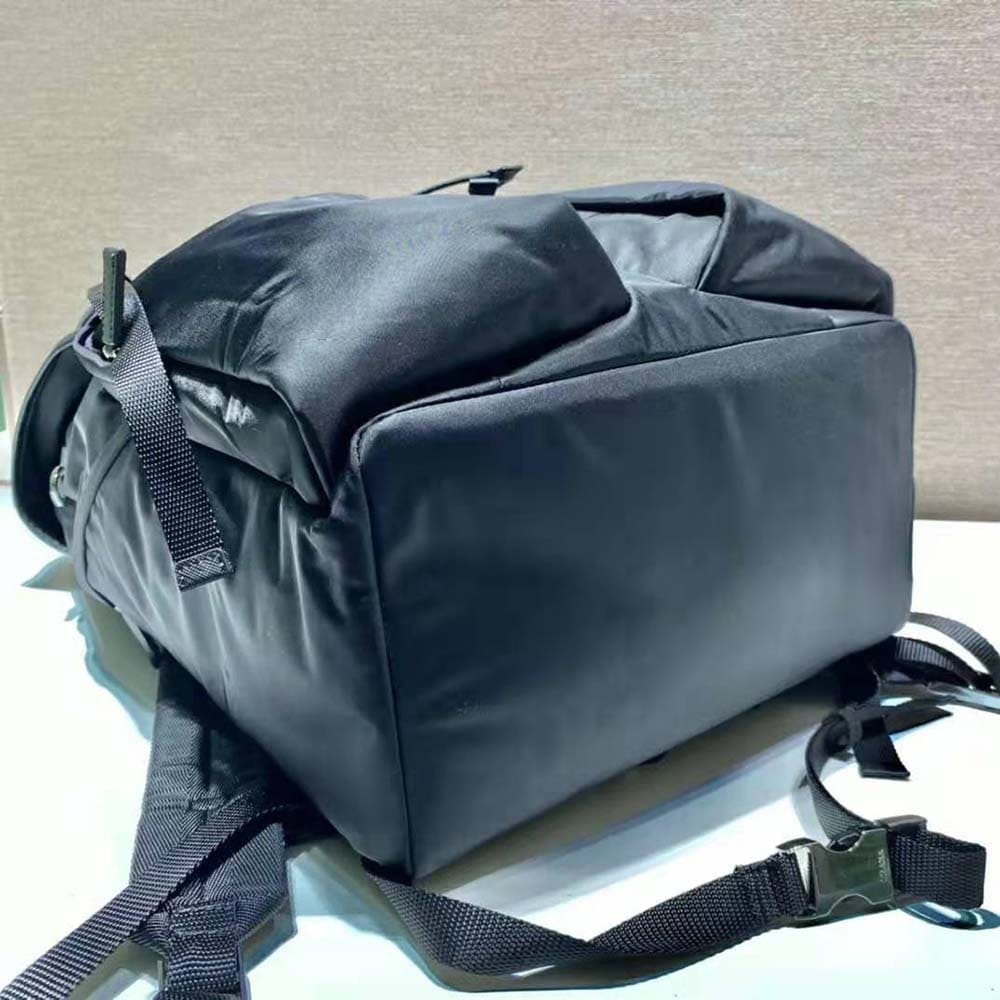 BALO Prada Unisex Re-Nylon and Saffiano Leather Backpack with Triangle Logo-Black
