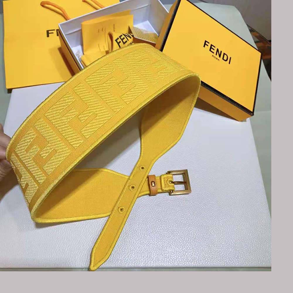 DÂY LƯNG Fendi Women Canvas High Waist Belt 6 cm-Yellow