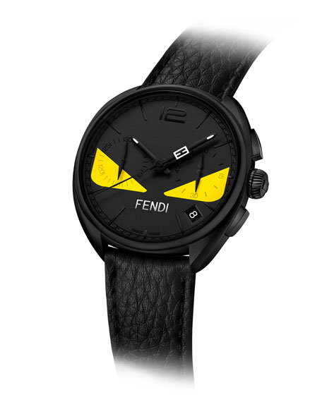 FENDI Momento Bugs Chronograph Leather Watch