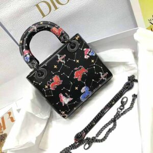TÚI Dior Women Mini Lady Dior Bag Latte Multicolor Dior Pixel Zodiac Printed Calfskin