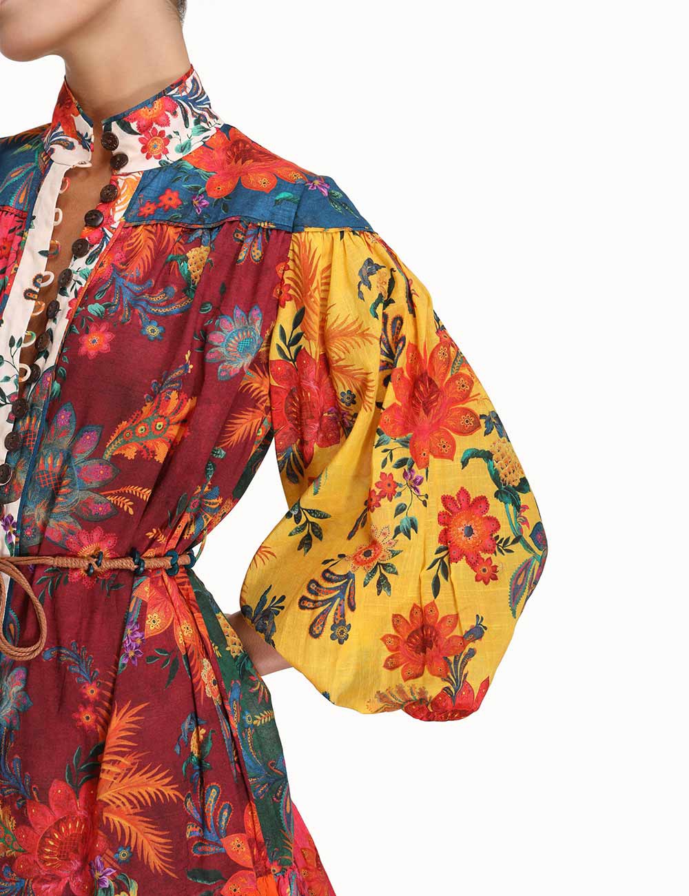 VÁY ZIMMERMANN Colorful Flower Vintage Dress Ngắn Tay