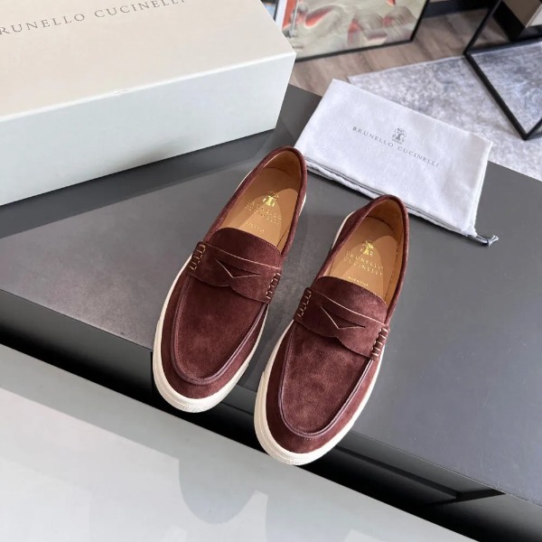 GIÀY BRUNELLO CUCINELLI Suede Burgundy loafer shoes