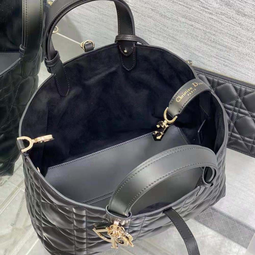 TÚI Dior Women Medium Dior Toujours Bag Black Macrocannage Calfskin