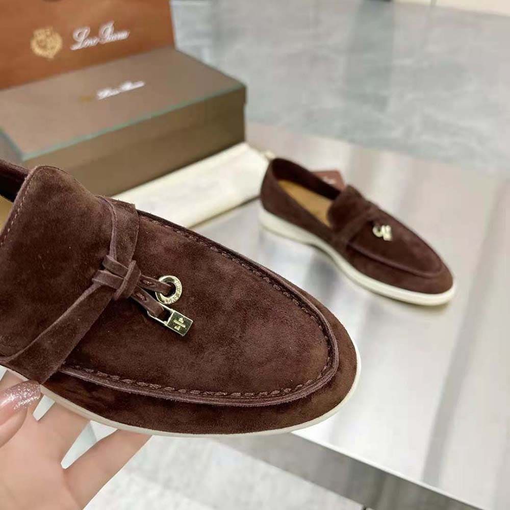 GIÀY Loro Piana Unisex Summer Charms Walk Loafers-Brown