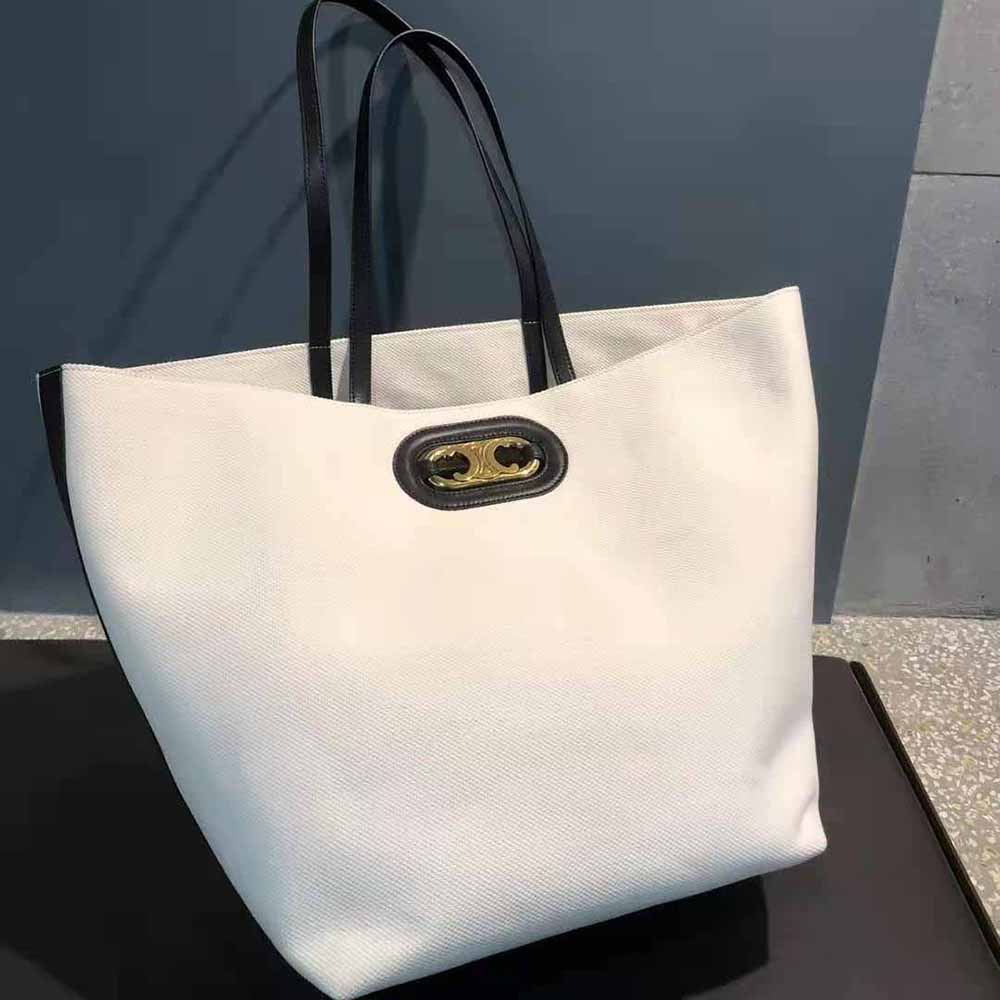 TÚI Celine Women Cabas Maillon Triomphe in Textile and Calfskin