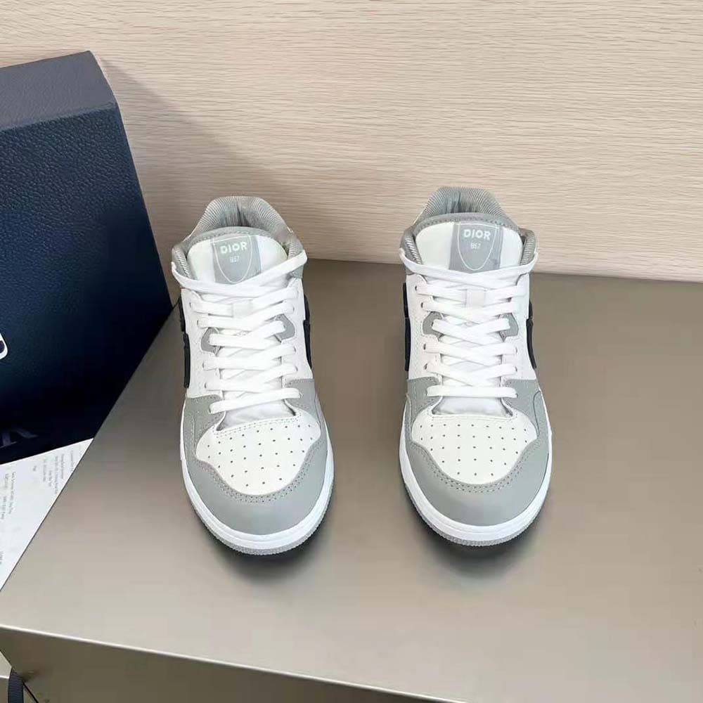 GIÀY DIOR B57 Mid-Top Sneaker Gray and White Smooth Calfskin