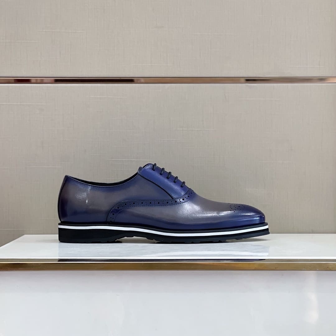 GIÀY BERLUTI OXFORD BLUE AND GRAY HANDMADE TOP QUALITY SHOES AAA