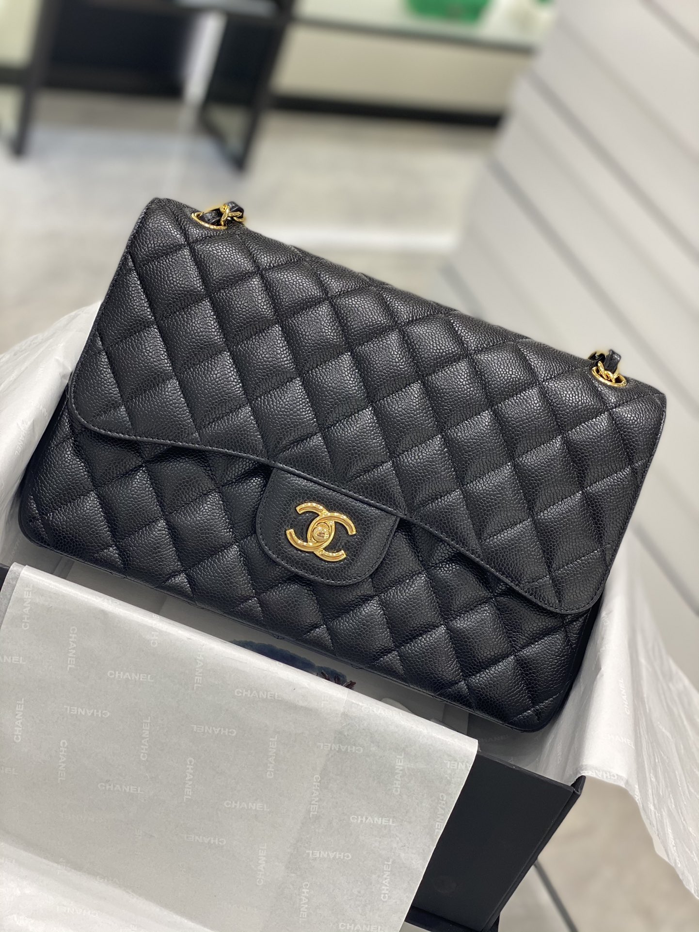 TÚI CHANEL CF 30 CAVIAR BLACK DA HAAS GOLD