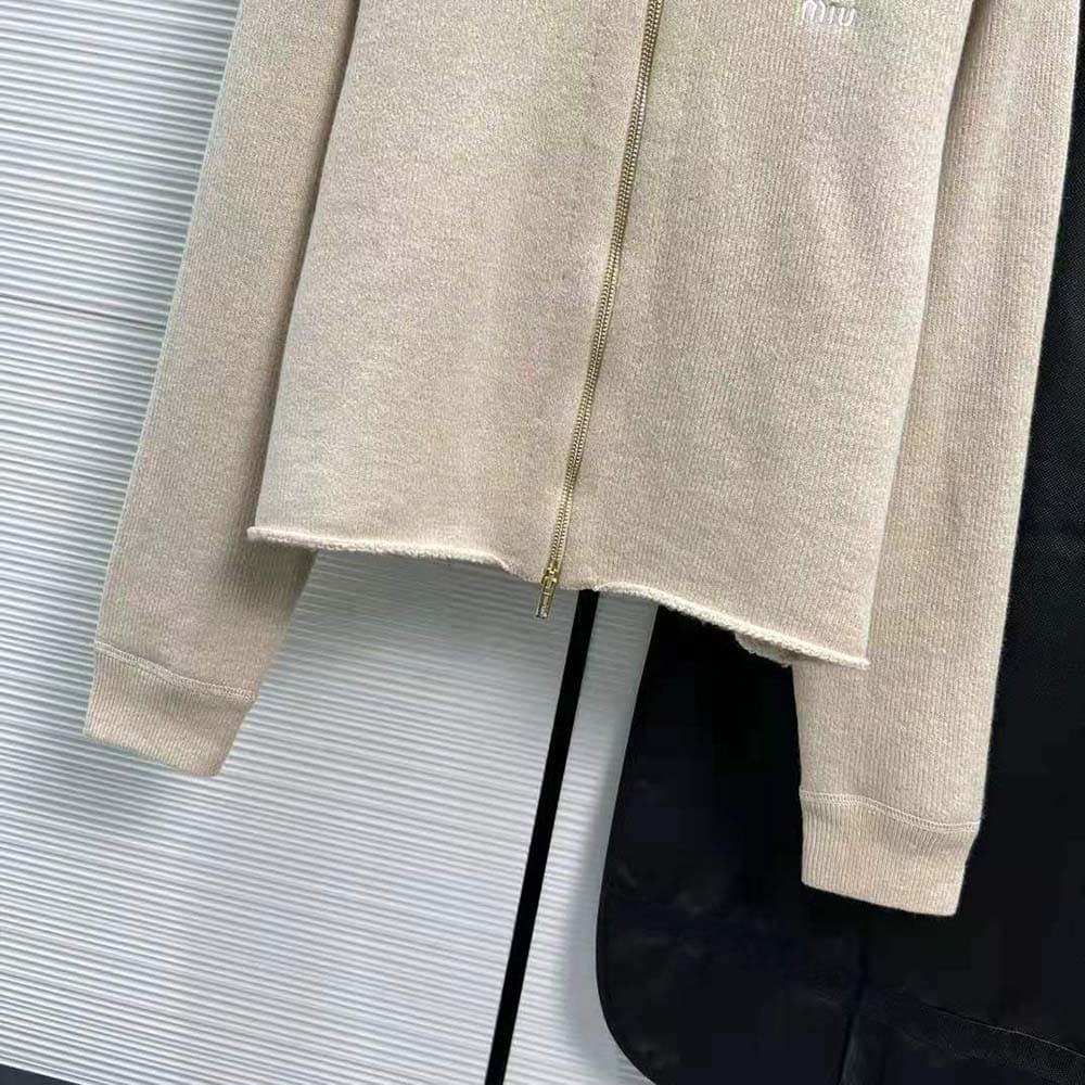 ÁO Miu Miu Women Wool and Cashmere Hoodie Jacket