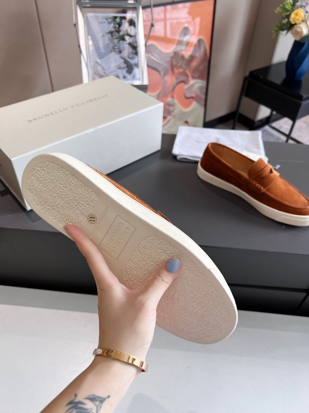 GIÀY BRUNELLO CUCINELLI Suede Brown loafer shoes