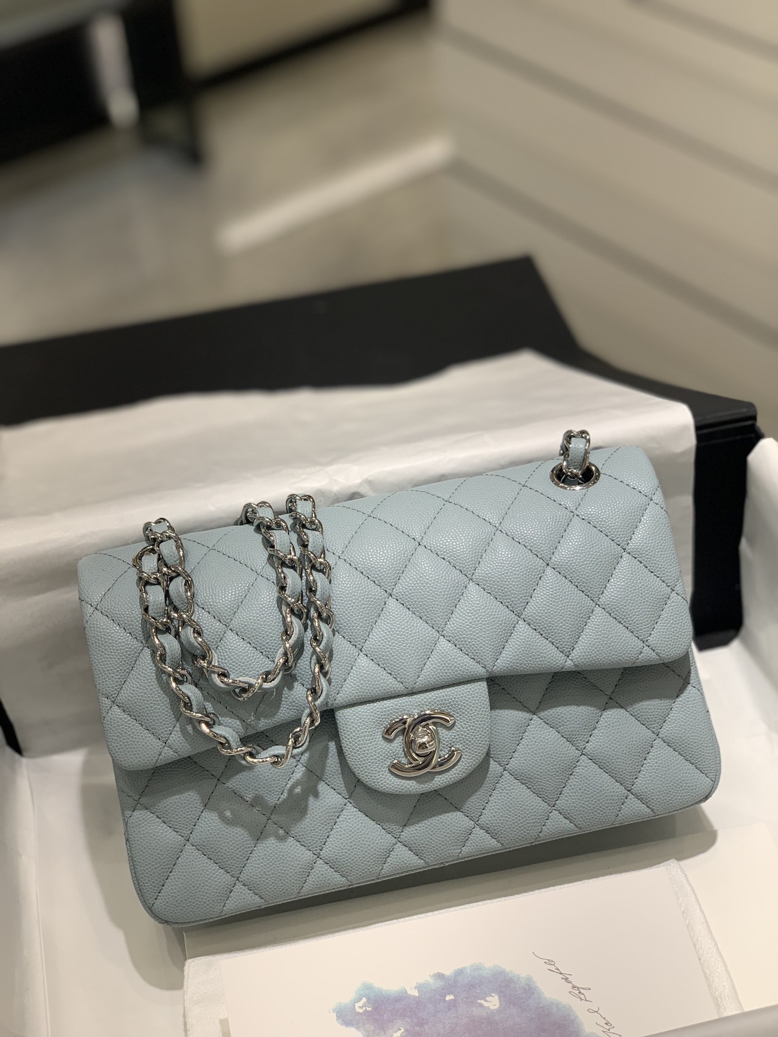 TÚI CHANEL CF 23 CAVIAR BLUE DA HAAS SILVER