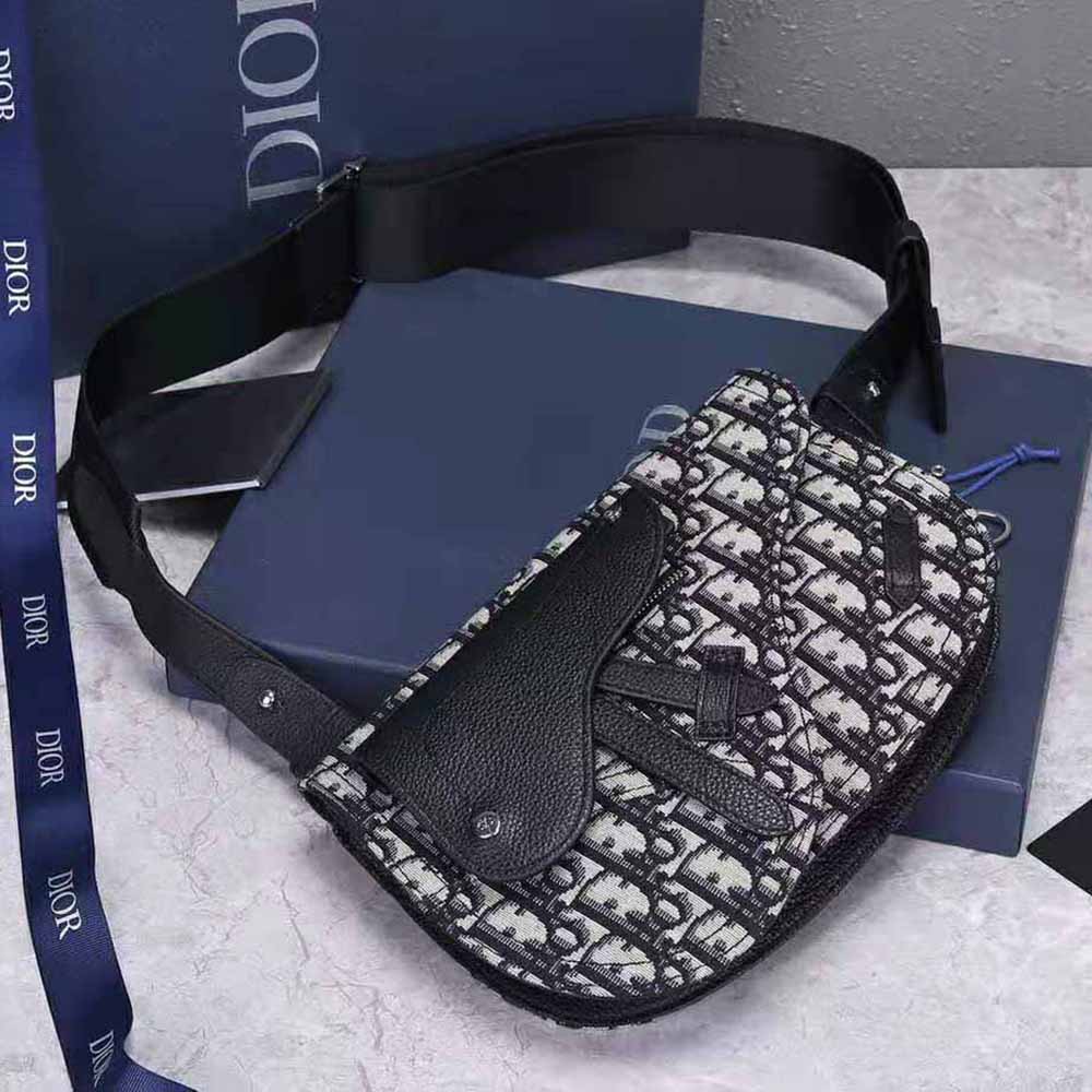 TÚI Dior Saddle Pouch Dior Oblique Jacquard-Silver