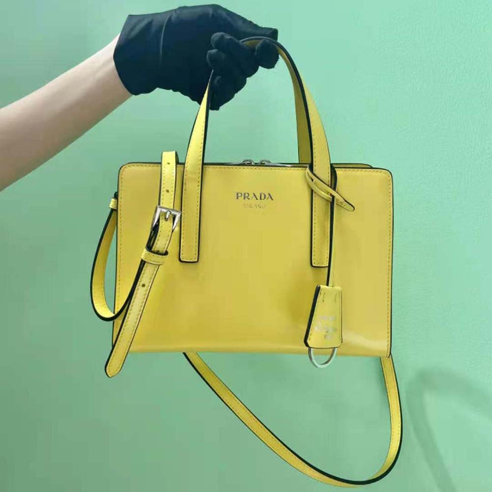 TÚI Prada Women Re-Edition 1995 Brushed-Leather Mini Handbag-Yellow