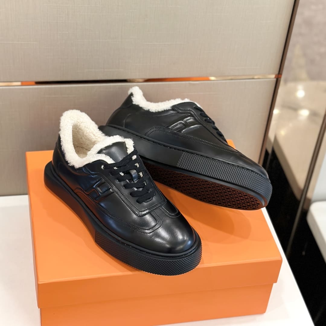 GIÀY HERMES SNEAKER LOW SPORTS CAFLSIN FUR BLACK