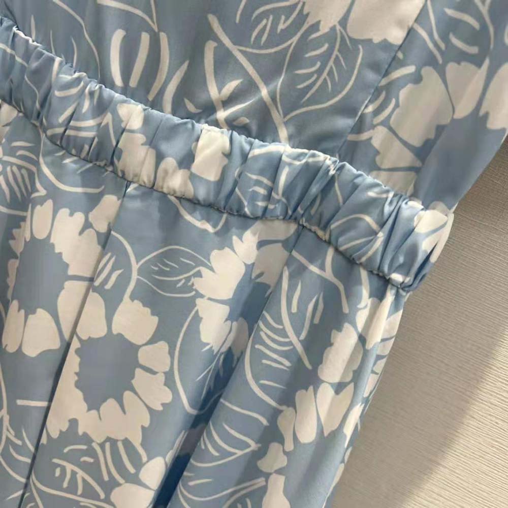 Váy Prada Women Printed Poplin Dress-Blue