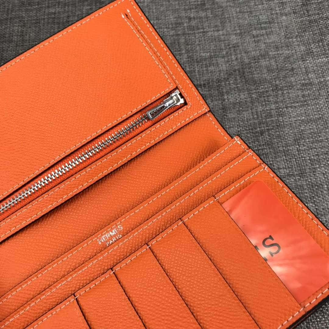 Ví Hermes Medium Bearn Wallet in Epsom Calfskin Leather-Orange