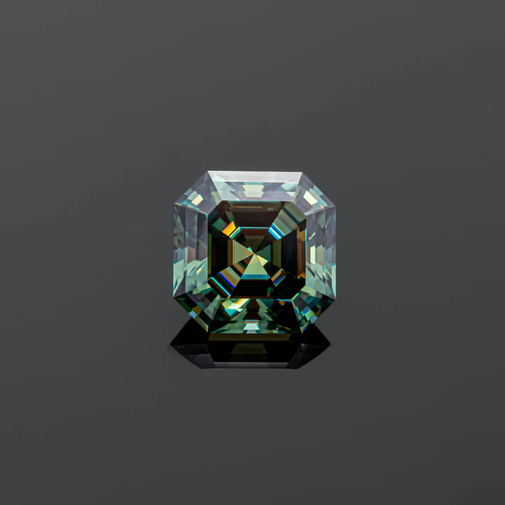 KIM CƯƠNG Asscher Cut Natural Green Loose Moissanite Stone