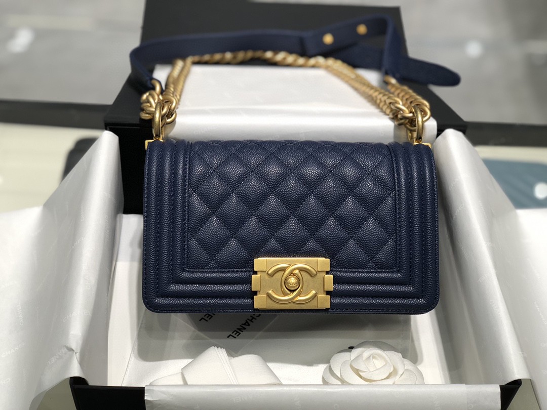 TÚI CHANEL LEBOY LAMBSKIN NAVY DA HAAS 20