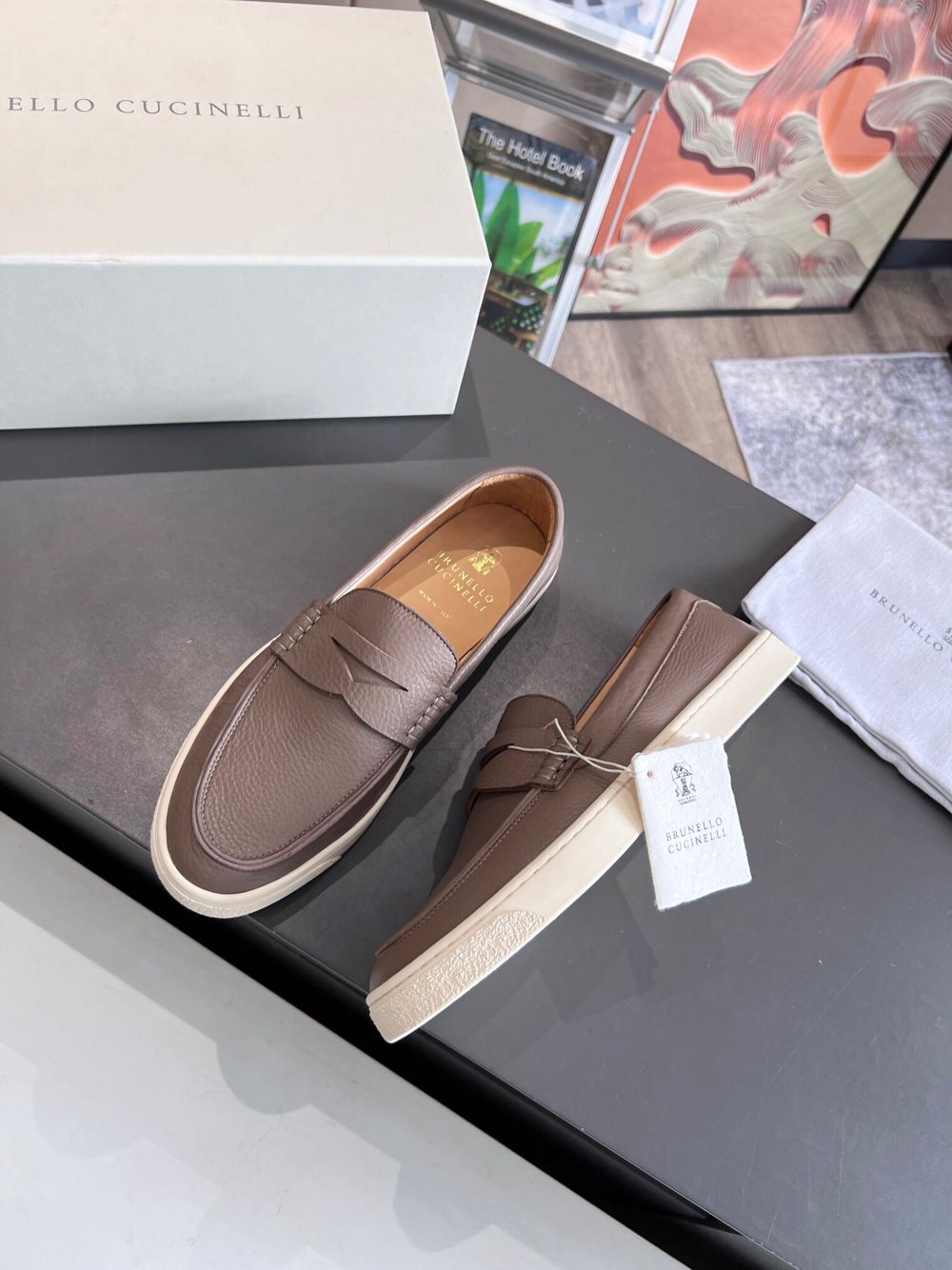 GIÀY BRUNELLO CUCINELLI Leather Light Brown loafer shoes