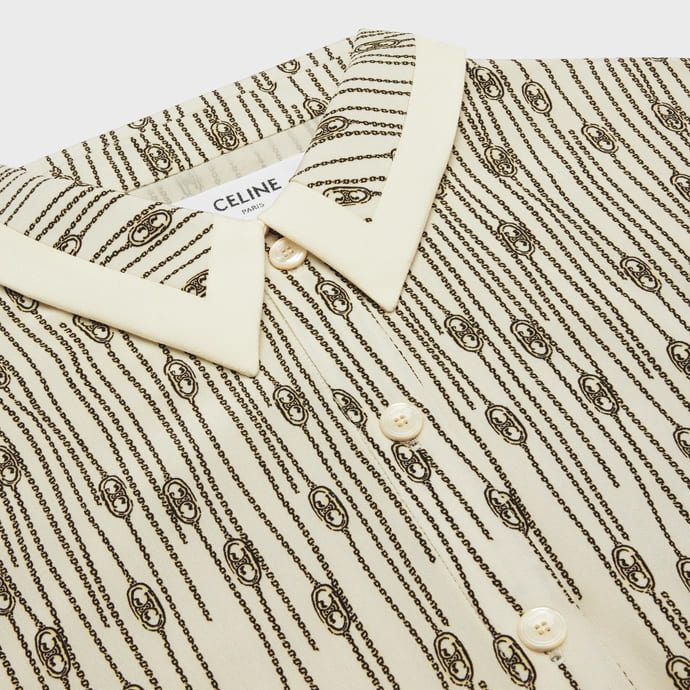 VÁY CELINE SHIRT DRESS IN CREPE DE CHINE IVOIRE/OR