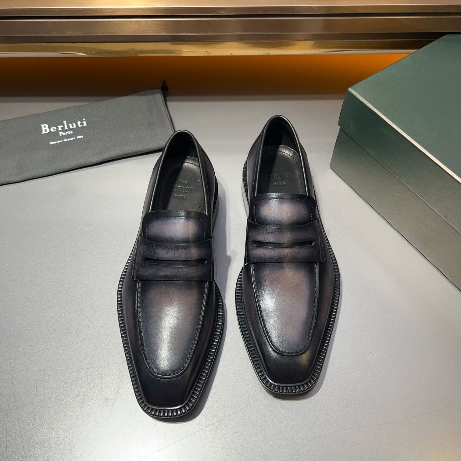 GIÀY BERLUTI LOAFER GRAY HANDMADE TOP QUALITY SHOES AAA