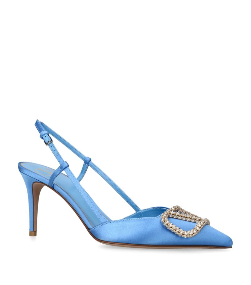 Giày VALENTINO GARAVANI  Satin VLogo Slingback Mules 80