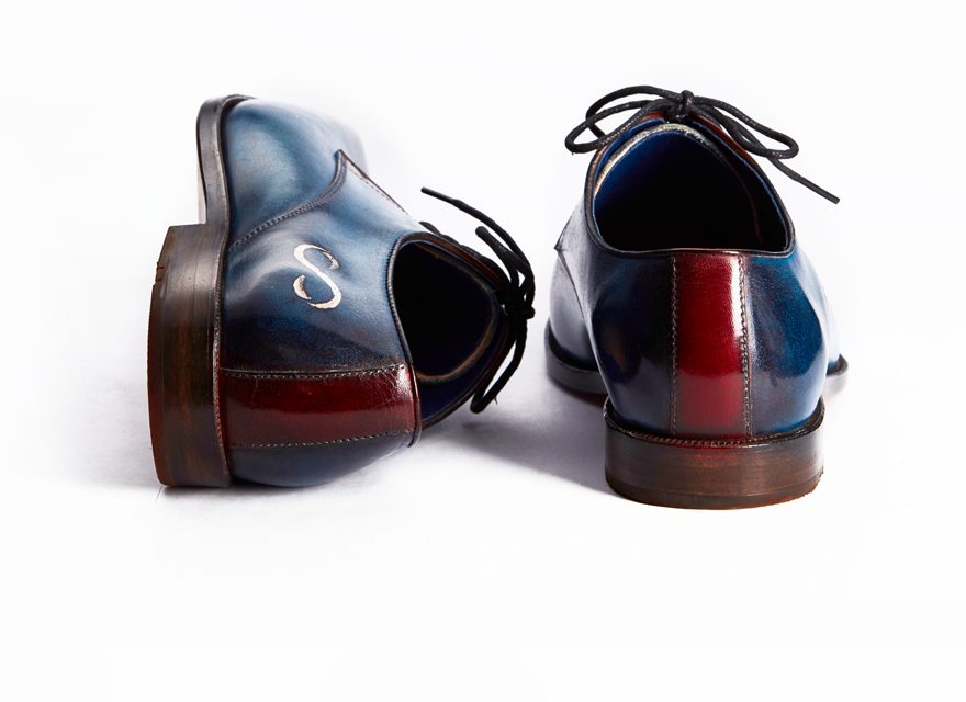 HENDERSON SHOES PERSONALIZATION BLUE AUTUMN PAINTING HANDCRAFTED SHOES