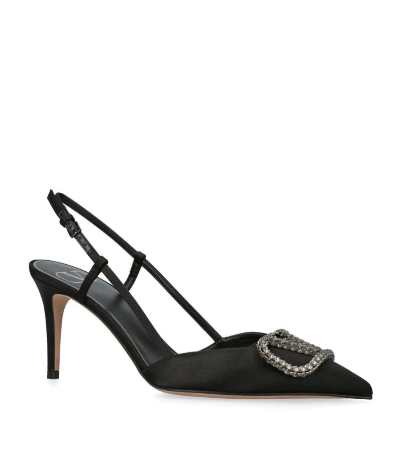 Giày VALENTINO GARAVANI  Satin VLogo Slingback Mules 80