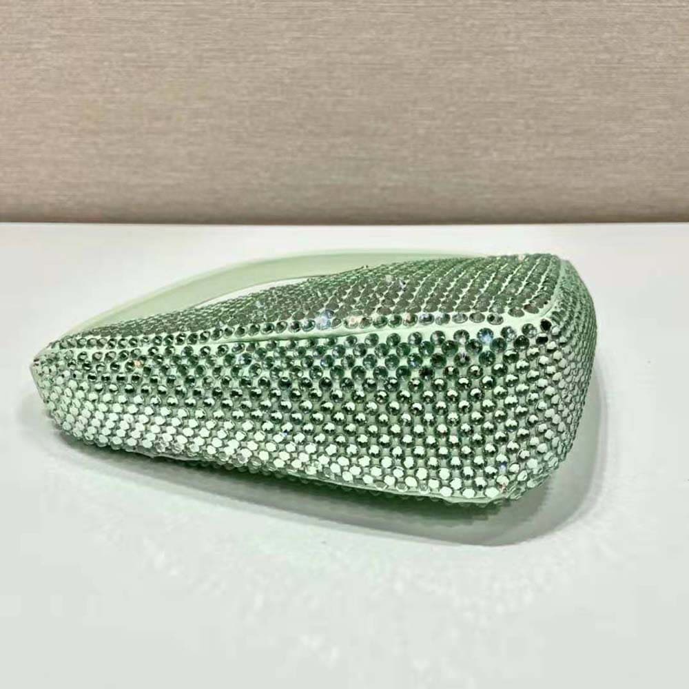 TÚI Prada Women Crystal-Studded Satin Pouch-Aqua