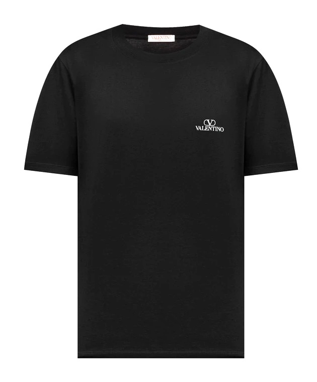 ÁO VALENTINO BLACK T-SHIRT WITH LOGO PRINT